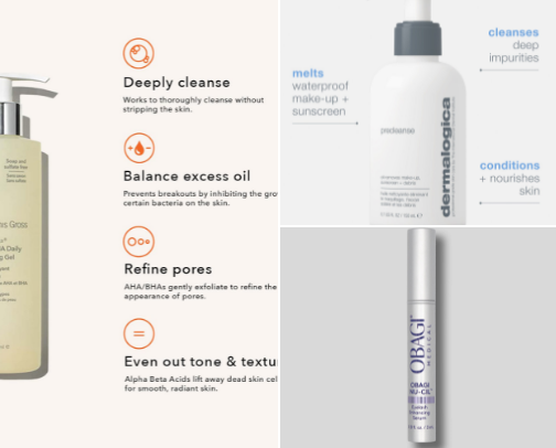 Products approved by a licensed Master Esthetician 🧬🧪🫧 For specific skin types and concerns cover photo collage