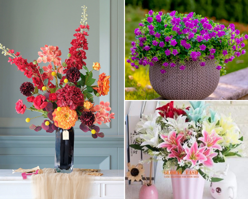 Home Glows with Faux Flowers cover photo collage