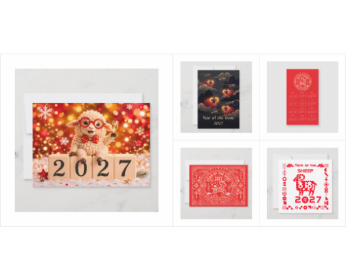 Year of the Sheep 2027/Chinese New Year 2027/Lunar New Year 2027 cover photo collage