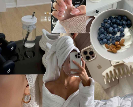 Clean Girl Look🫧💅🦢☀️🍵🩰 cover photo collage