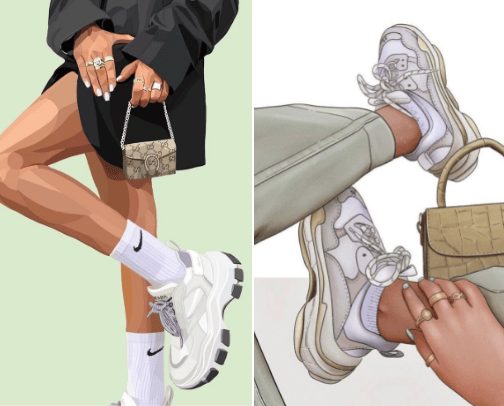 Fashion and sport woman Trainers👟 cover photo collage