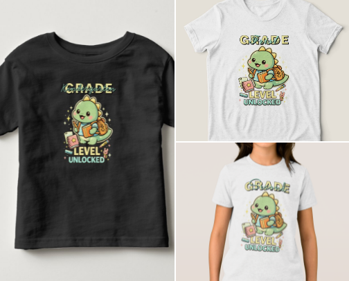 Cute Dinosaur Design T-shirts for Pre-K to Sixth Graders. cover photo collage