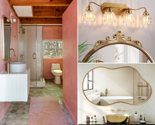 Vintage Inspired Pink Bathroom Renovation cover photo collage