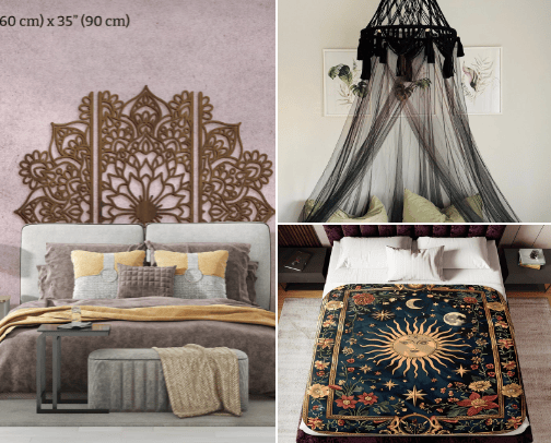 Must-Have Decor Items for Your Bohemian Chic Bedroom Look🛏️🛋️ cover photo collage