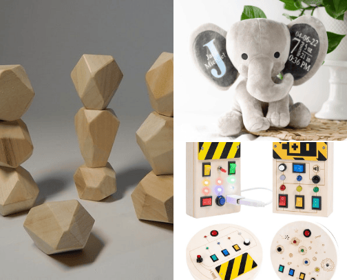 Toys for small children cover photo collage