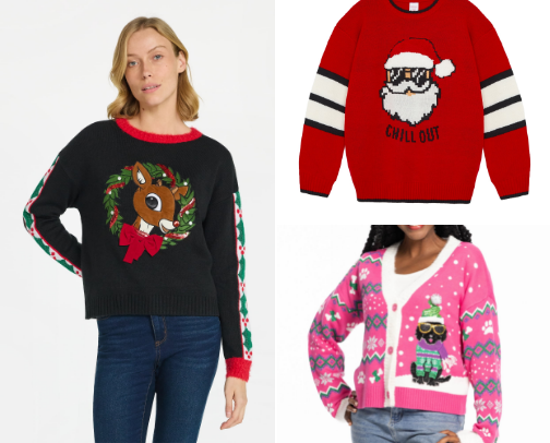 The BEST Ugly Christmas sweaters to win that competition. cover photo collage