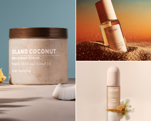 the perfect coconut 🥥/vanilla 🍨/tropical 🌺 scent profile for summer! cover photo collage