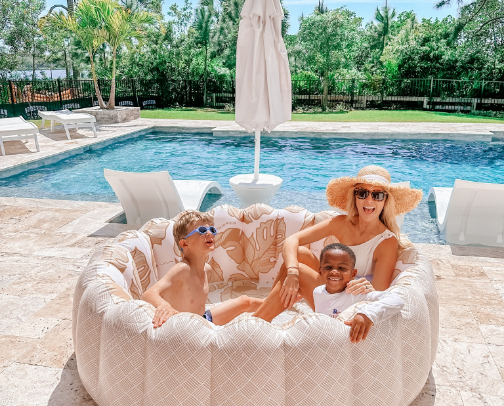 Inflatable pool cover photo collage