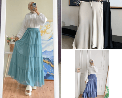 rekomendasi rok panjang modis dan kekinian cover photo collage