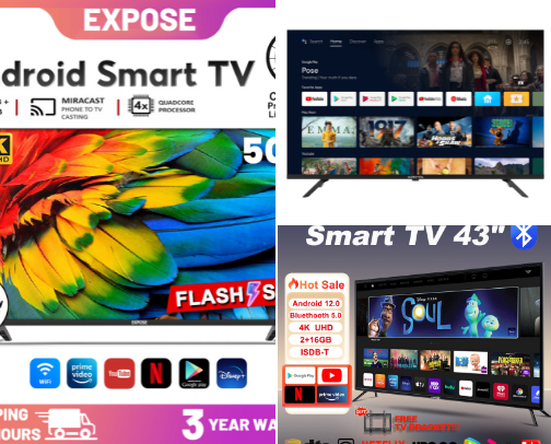 Android Flat screen Tv's cover photo collage