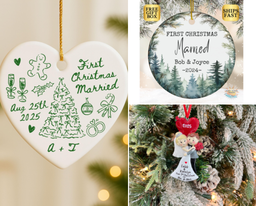 Personalized Wedding Ornaments I Wish I Had For Our First Christmas cover photo collage