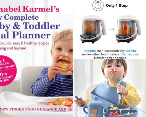 Feeding baby! Things that help us on our weaning journey and starting baby on solid foods. cover photo collage