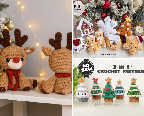 Christmas crochet patterns I hope to make cover photo collage
