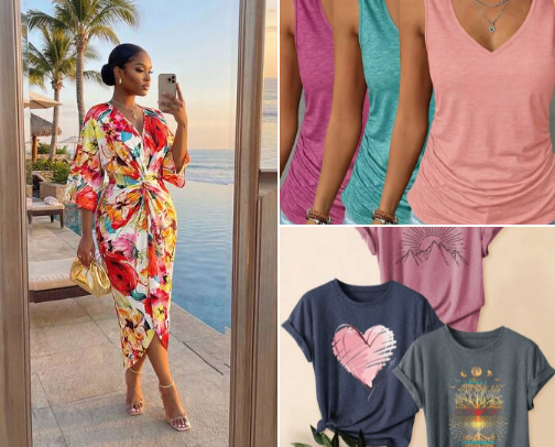 Trending clothes, every day shirts cover photo collage