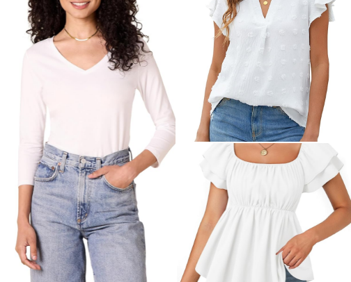 “My Favorite White Tops for Women on Amazon ✨” cover photo collage