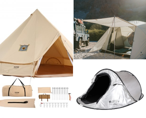 Camping tents cover photo collage
