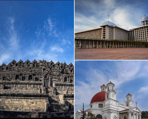 Rekomendasi wisata religi populer di Indonesia cover photo collage