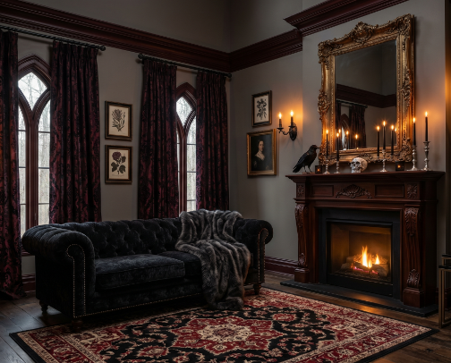 Dark Gothic Living Room — Moody, Dramatic & Completely Unapologetic cover photo collage