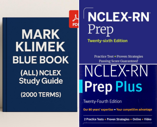 Read Free - Mark Klimek Blue Book: Gold Edition NCLEX Success Study Companions cover photo collage