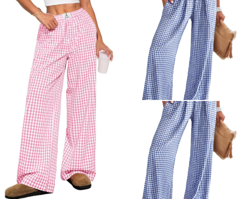 Cute Gingham Lounge Pants for Women cover photo collage