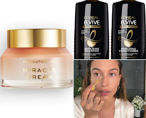Skin and body products cover photo collage
