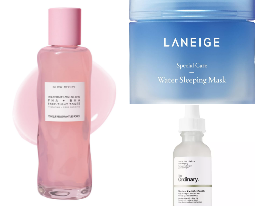 Skincare products for glass skin🫧 cover photo collage