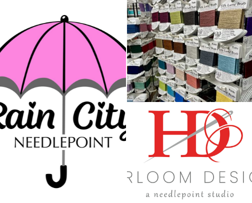 Needlework Shops in the Pacific Northwest: Cross-Stitch, Needlepoint & Embroidery Stops cover photo collage