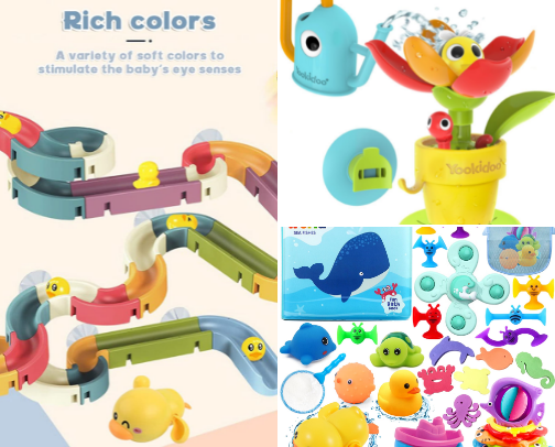 Best bath toys to make bath time more fun - babies toddlers cover photo collage