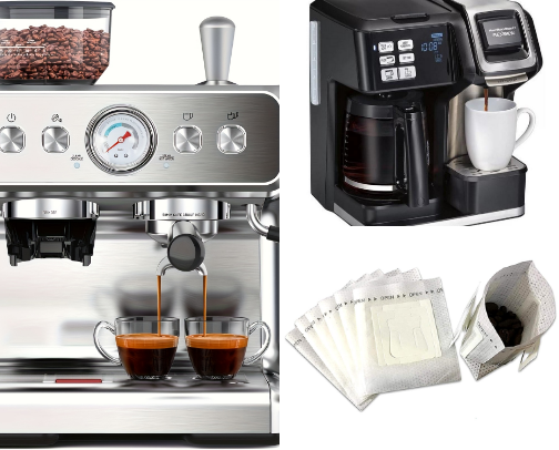 coffee bar and machine cover photo collage