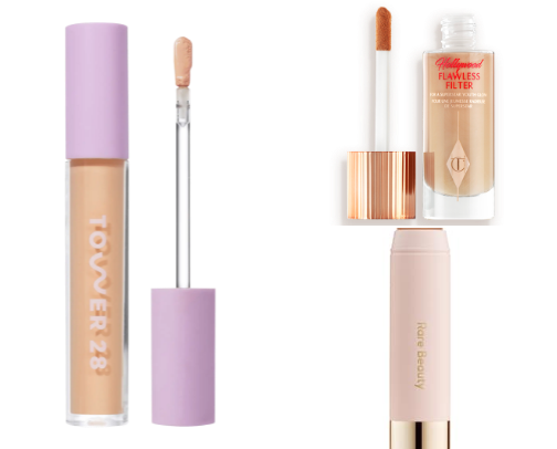 Flawless makeup routine products cover photo collage