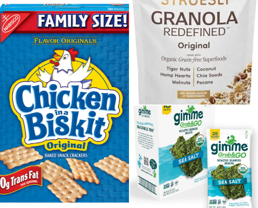 Best Snacks for Kids & Adults: Protein Bars, Jerky, Granola, Gummies & On-the-Go Treats cover photo collage