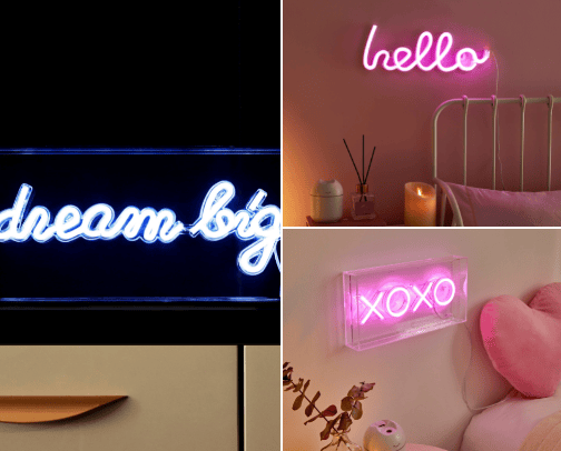 Neon led lights cover photo collage