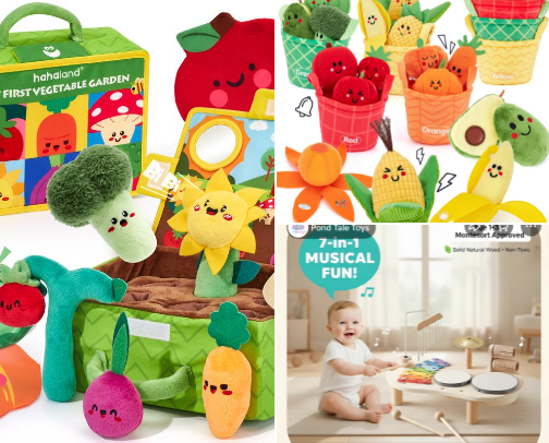 Toys my 8 month old LOVES cover photo collage