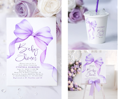 Soft Purple Baby Shower Theme cover photo collage