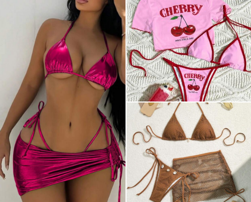 The perfect SwimWear COLLECTION 👙Sun-Kissed Swimwear Collection: Flattering Bikinis + One-Pieces For Your Main Character Beach Days cover photo collage