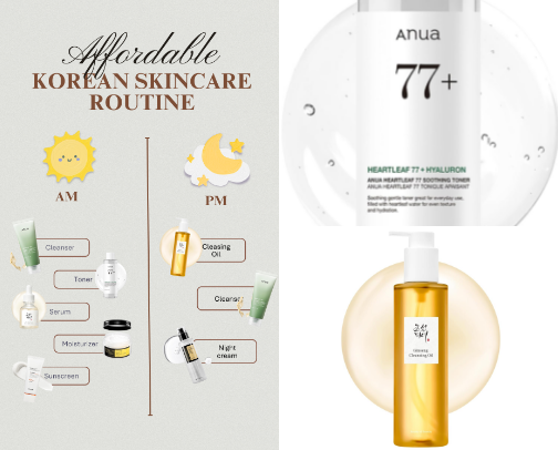Affordable Korean Skincare Routine (AM & PM) cover photo collage