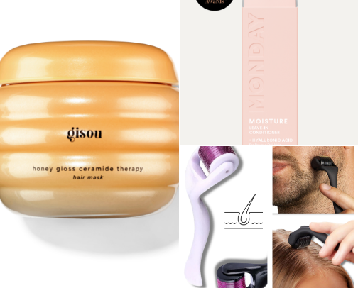 Hair care products and tools cover photo collage