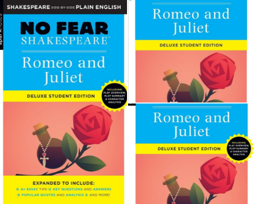 Read Now - Romeo and Juliet: No Fear Shakespeare Side-by-Side Plain English study picks cover photo collage