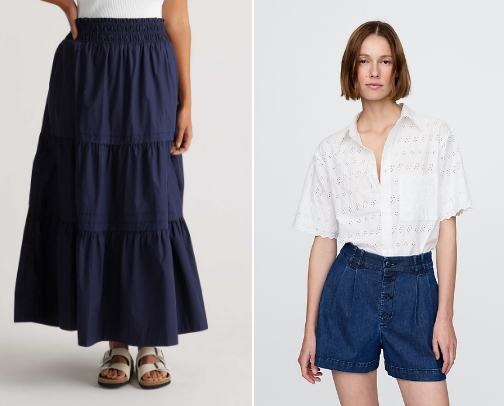 Simple Spring Outfit (Eyelet Lace Blouse & Navy Maxi Skirt) - Direct Links cover photo collage