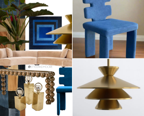 Modern Blue Living Room- Mid Century Modern cover photo collage