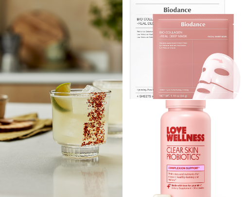 Clear glass skin necessities cover photo collage