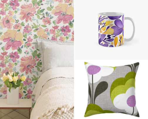 Curated Floral-Patterned Home Decor cover photo collage