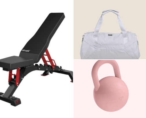 Accesorios esenciales para el gimnasio. cover photo collage