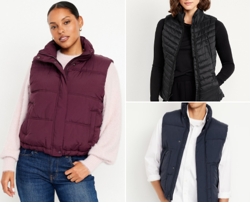 Puffer vest cover photo collage