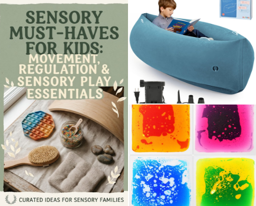 Sensory Must-Haves for Kids: Movement, Regulation & Sensory Play Essentials cover photo collage