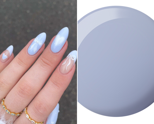 🩵🎀 baby blue romantic nails cover photo collage