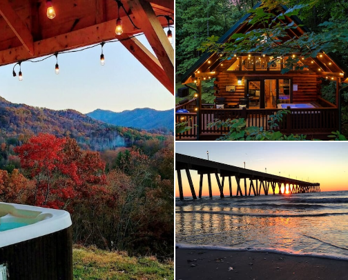 14 Places I'd Stay for My First Trip to North Carolina 🌄 | My Favorite VRBO Destinations cover photo collage