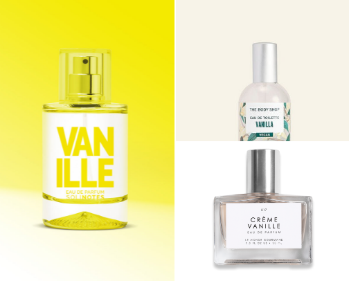 vanilla-scented perfumes cover photo collage