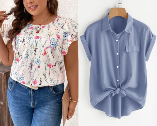 Recent Shein order (lots of cute tops for curvy ladies) cover photo collage