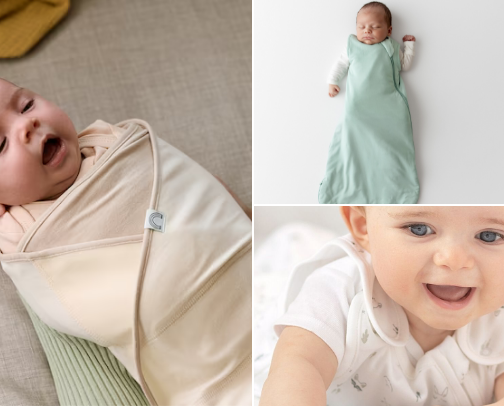 Sleep Sacks + Swaddles for longer stretches cover photo collage